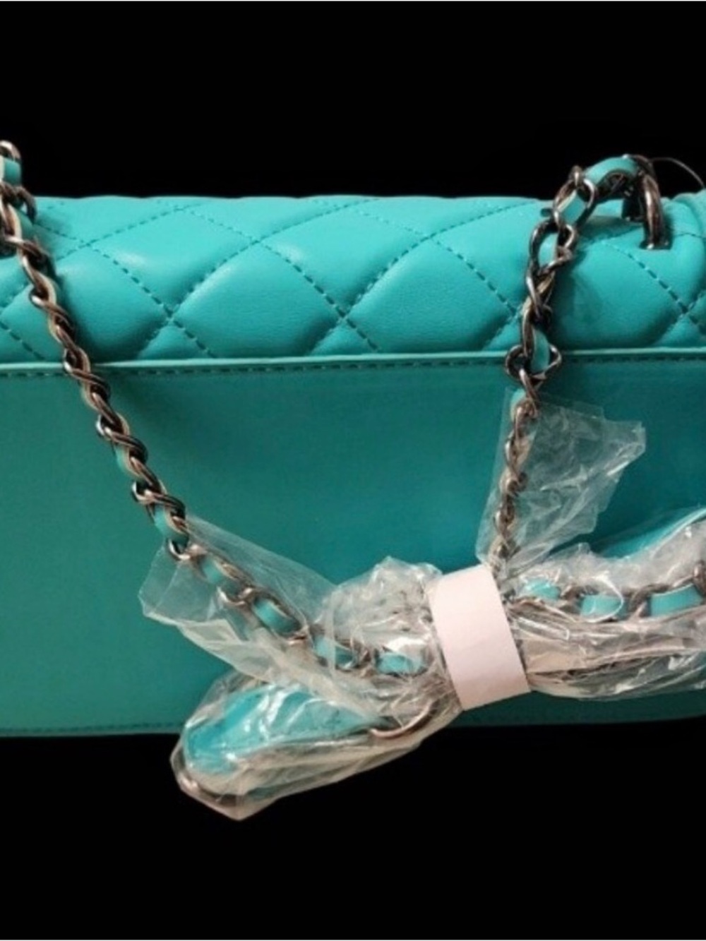 Badgley Mischka Quilted Teal Chain Shoulder Bag *new w/tags - Picture 8 of 8